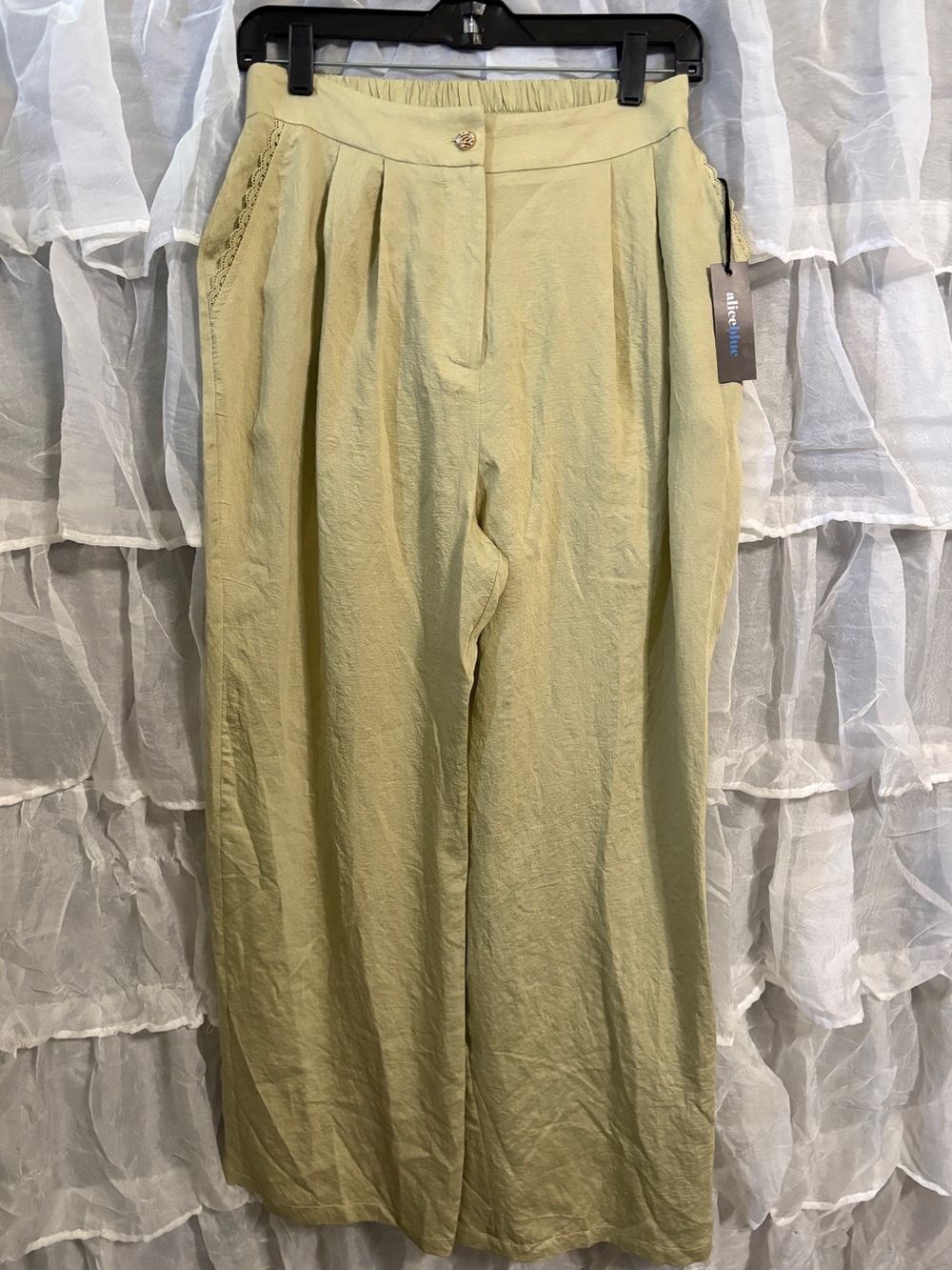 Light Green Wide-Leg Women's Pants